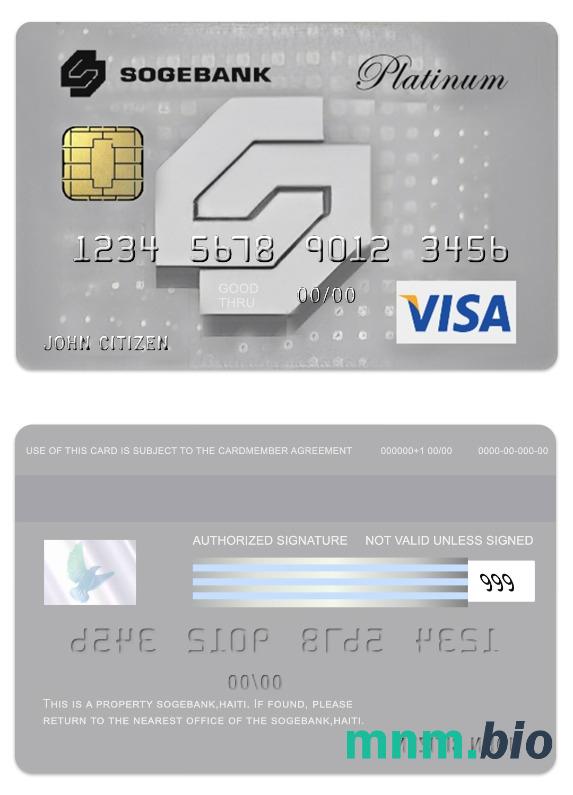 Haiti SogeBank visa platyna karta przykład w formacie PSD